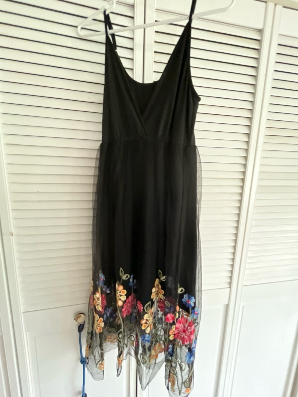 Black Floral Embroidered Mesh Slip Dress size s